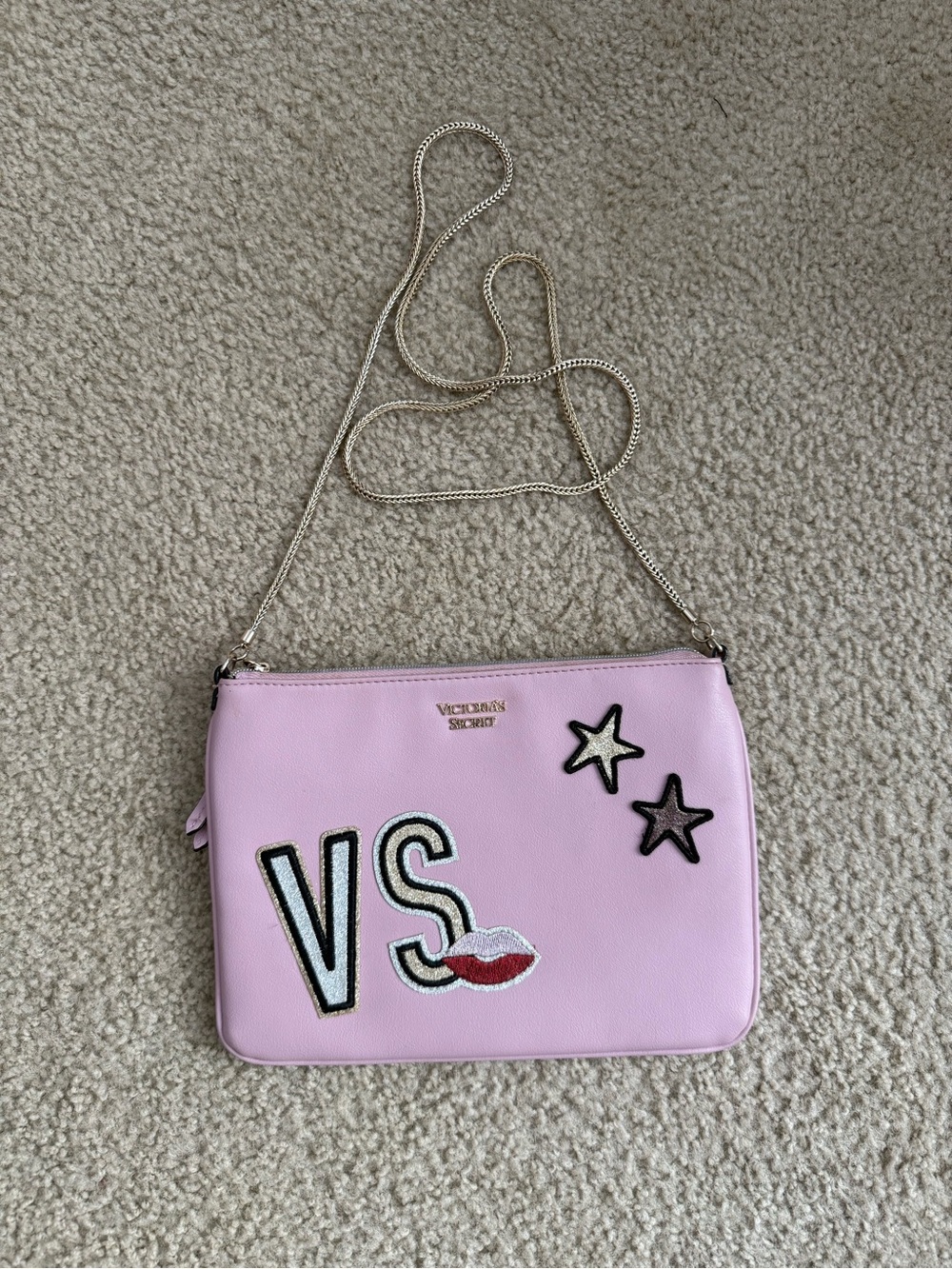 Victoria's Secret Pink Patch Crossbody with Chain Strap
